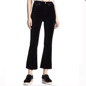 RE/DONE 25 Black Velvet Velour Kick Crop‎ Flare Pants